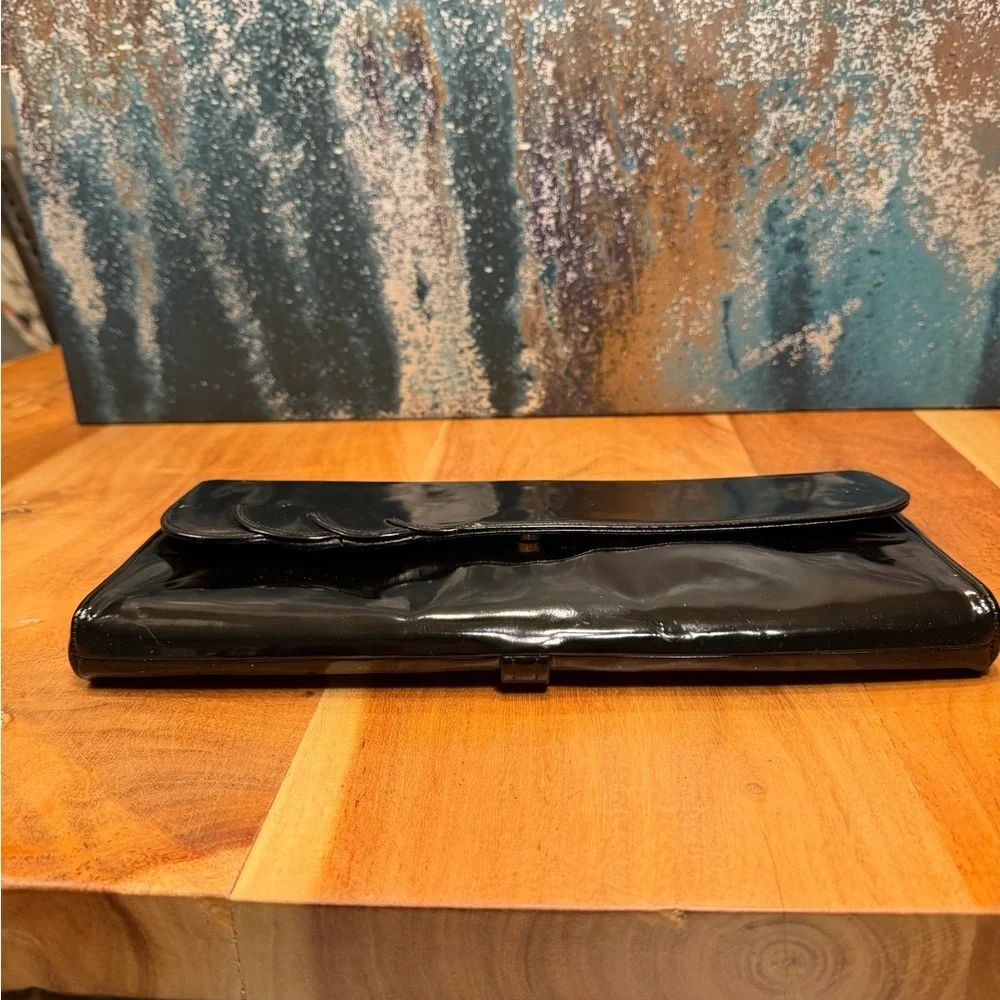 Charles Jourdan Paris Vintage 80’s Black Leather Clutch Classic Minimalist (EUC)